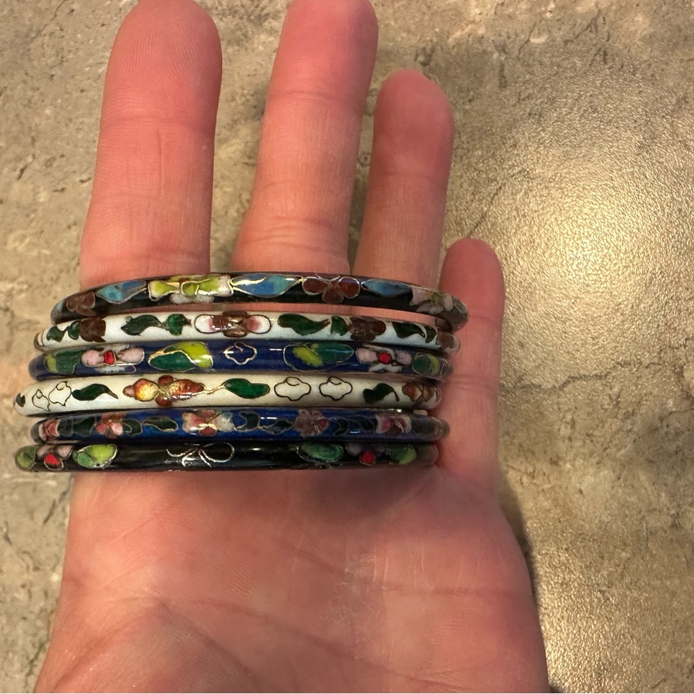 Colorful Cloisonné Bangle Set - Picture 4 of 4